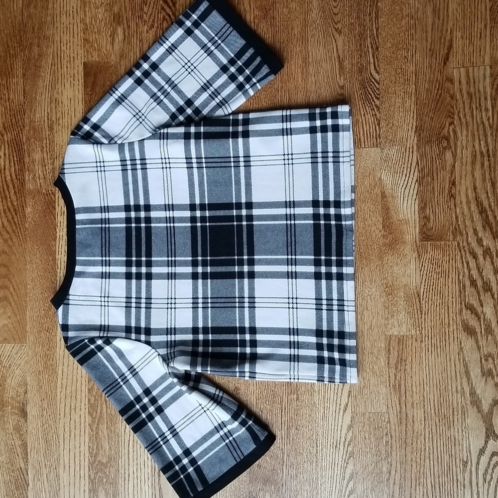 (4) Joseph Ribkoff 3/4 Length Sleeved Top Plaid Print Tartan Statement Sleeves - Picture 8 of 8